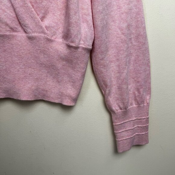 Lululemon Crossover Faux Wrap Cashmere Cotton Ribbed Sweater Top Knit Pink 10 - Picture 7 of 16